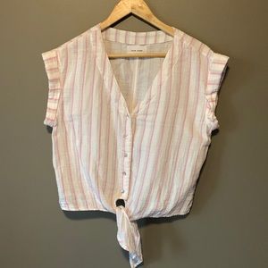 Dear John women’s short sleeve button-down tie shirt top.  Size small